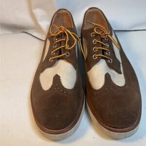 Mark McNairy Brown Suede Canvas Wingtip Oxford Shoes Men’s 10 USA Mad